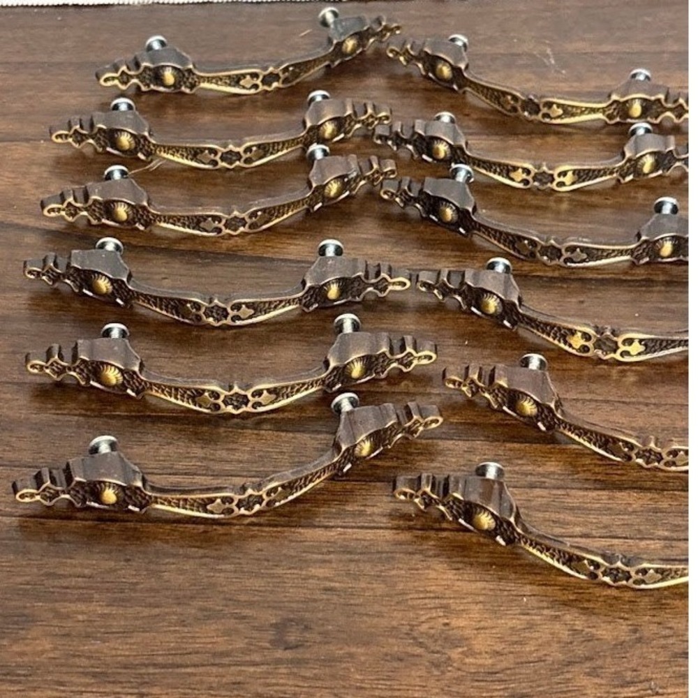 12 Vintage Amerock 200-1 Drawer Pulls 3in Centers Antique English Brass Hardware